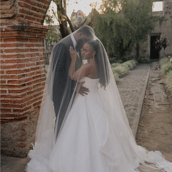 Cathedral Veil with Blusher and 3D Florals (NF047 Inspired) main image 5